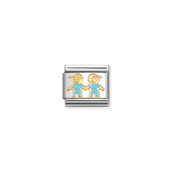 Nomination Composable Classic Symbols Blue Brothers in Steel, Enamel and 18k Gold