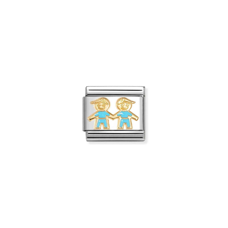 Nomination Composable Classic Symbols Blue Brothers in Steel, Enamel and 18k Gold