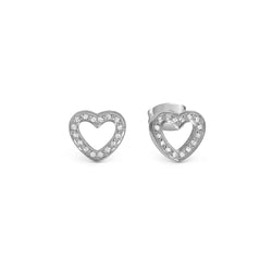 Nomination Soffio D'Amore Cubic Zirconia Heart Stud Earrings Stainless Steel