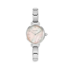 Ladies Nomination Paris Oval Pink Mother Of Pearl Dial Bracelet Watch Stainless Steel