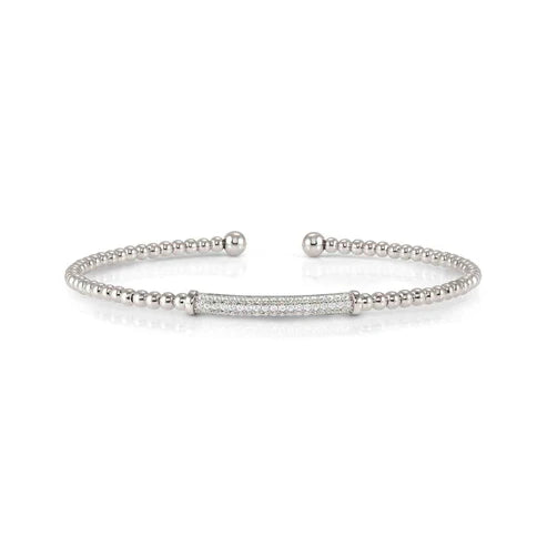 Nomination Fashion Era Pave` CZ Rigid Beaded Bangle 925 Silver