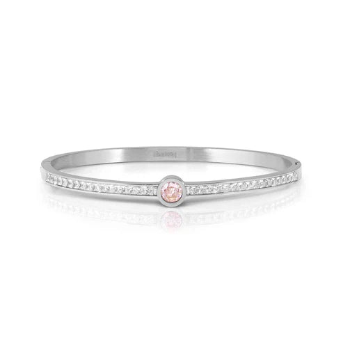 Nomination Pretty Bangles Pink Central CZ With Pave` CZ Stainless Steel