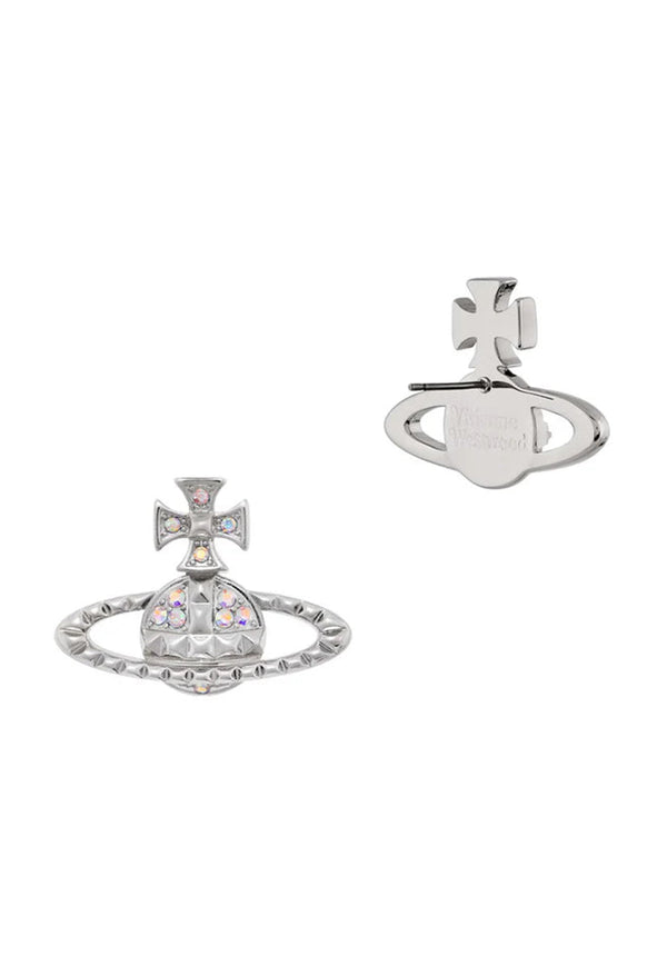 Vivienne Westwood Aurora Crystal Mayfair Bas Relief Earrings Rhodium Plated