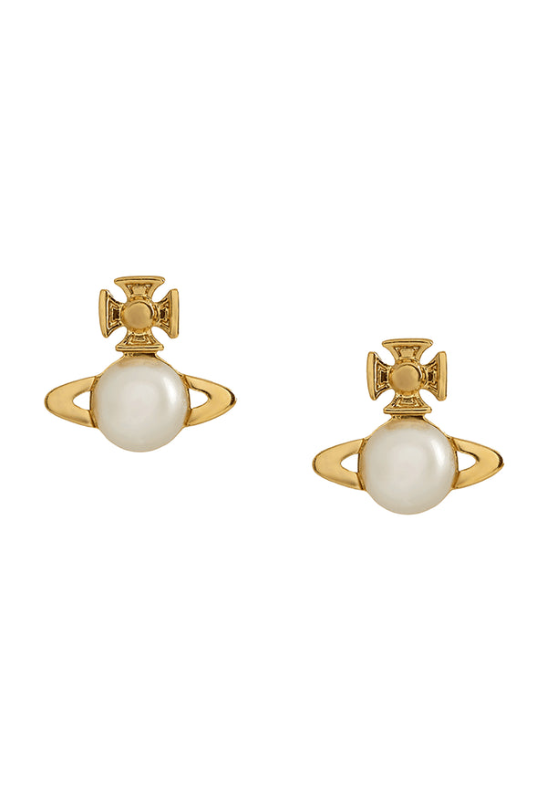 Vivienne Westwood Cream Pearl Balbina Earrings Gold Plated