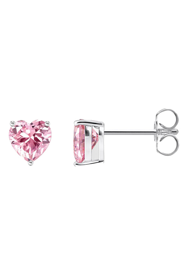 Thomas Sabo Pink Heart Shaped Cubic Zirconia Stud Earring Sterling Silver