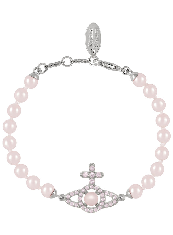 Vivienne Westwood Olympia Pink Pearl Bracelet Platinum Plated