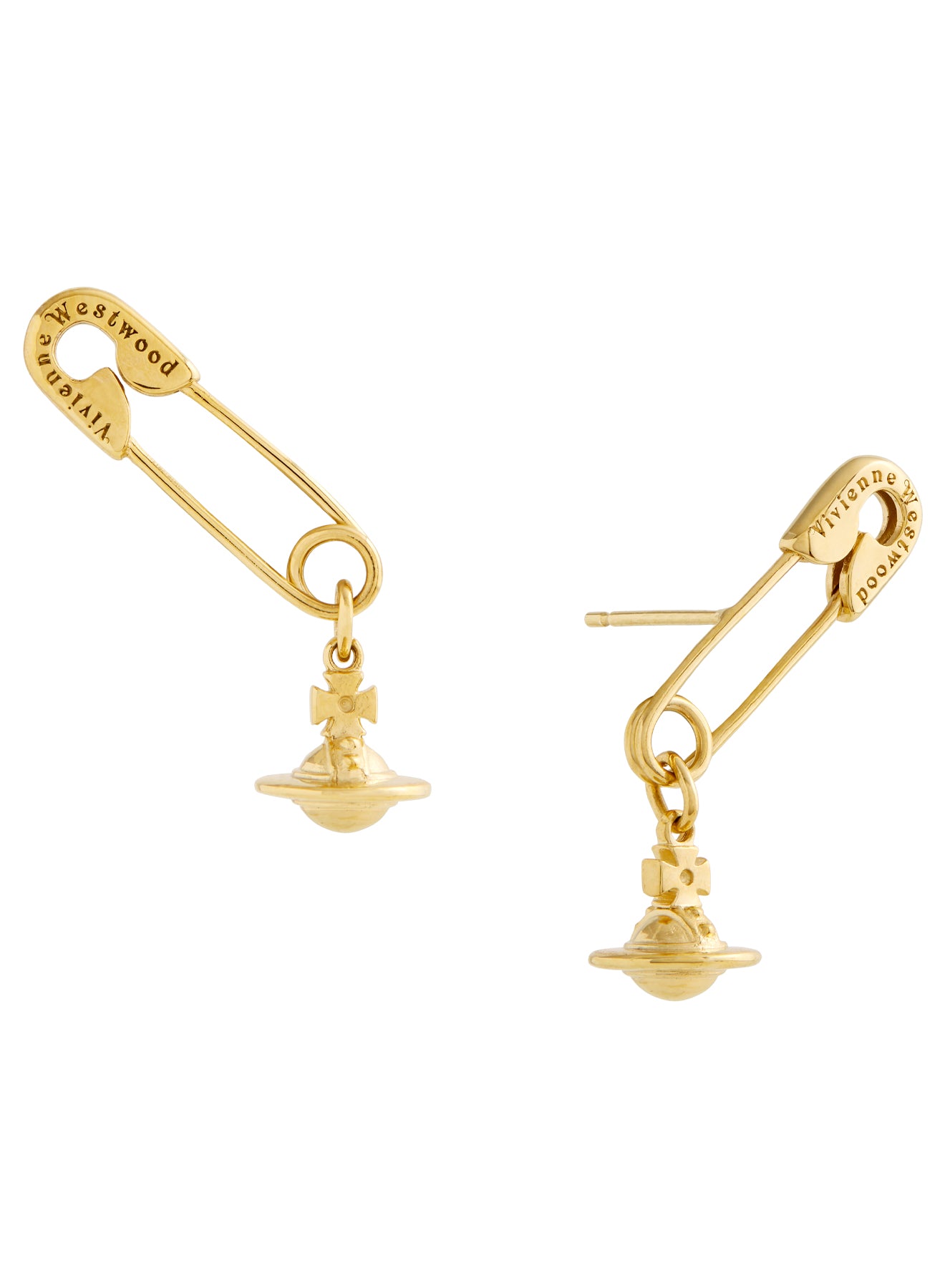 Vivienne Westwood Safety Pin Earrings Gold Plated Sterling Silver