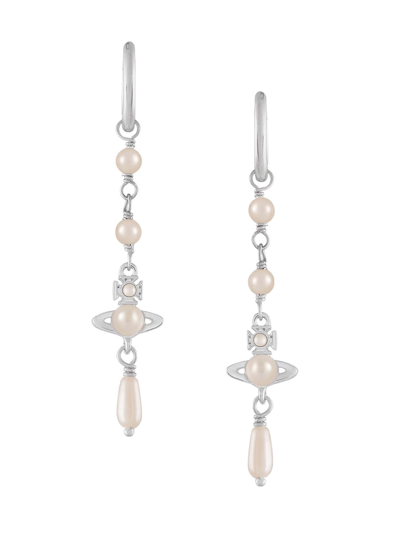 Vivienne Westwood Emiliana Pearl Earrings Platinum Plated