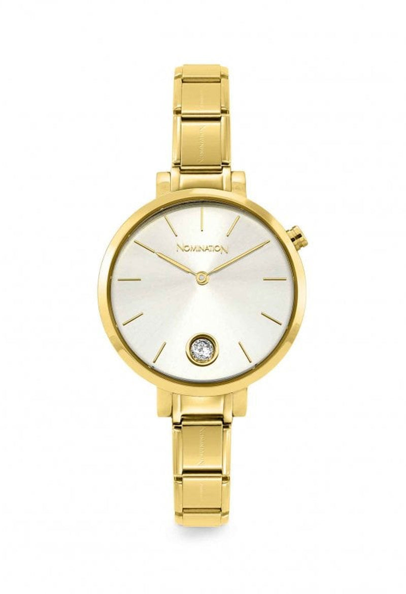 Nomination Ladies Paris Watch with Round Steel strap GOLD ZIRCON Silver