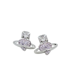 Vivienne Westwood Lilac Agnatha Earrings Platinum Plated