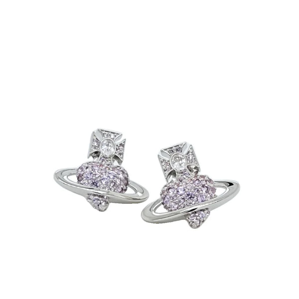 Vivienne Westwood Lilac Agnatha Earrings Platinum Plated