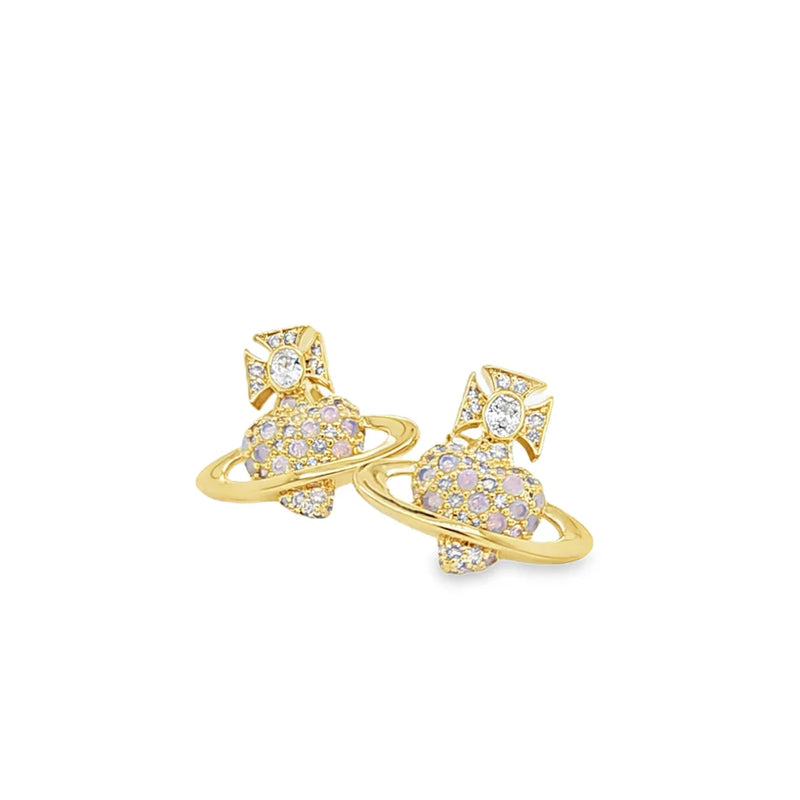 Vivienne Westwood Milky Pink Agnatha Earrings Gold Plated