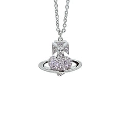 Vivienne Westwood Lilac Agnatha Bas Relief Pendant Platinum Plated