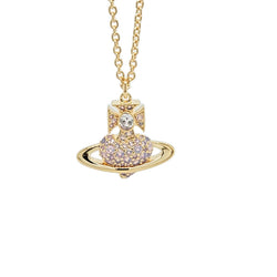 Vivienne Westwood Milky Pink Agnatha Bas Relief Pendant Gold Plated