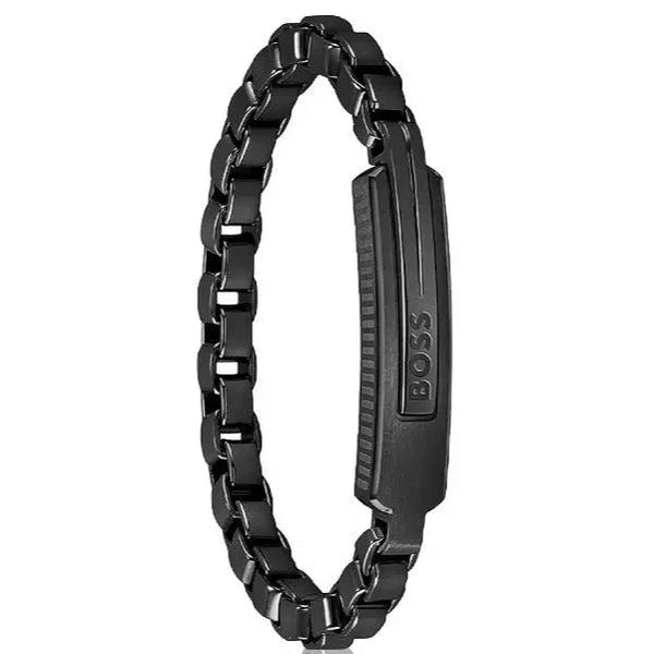 BOSS Mens Black Ion Plated Orlado Bracelet