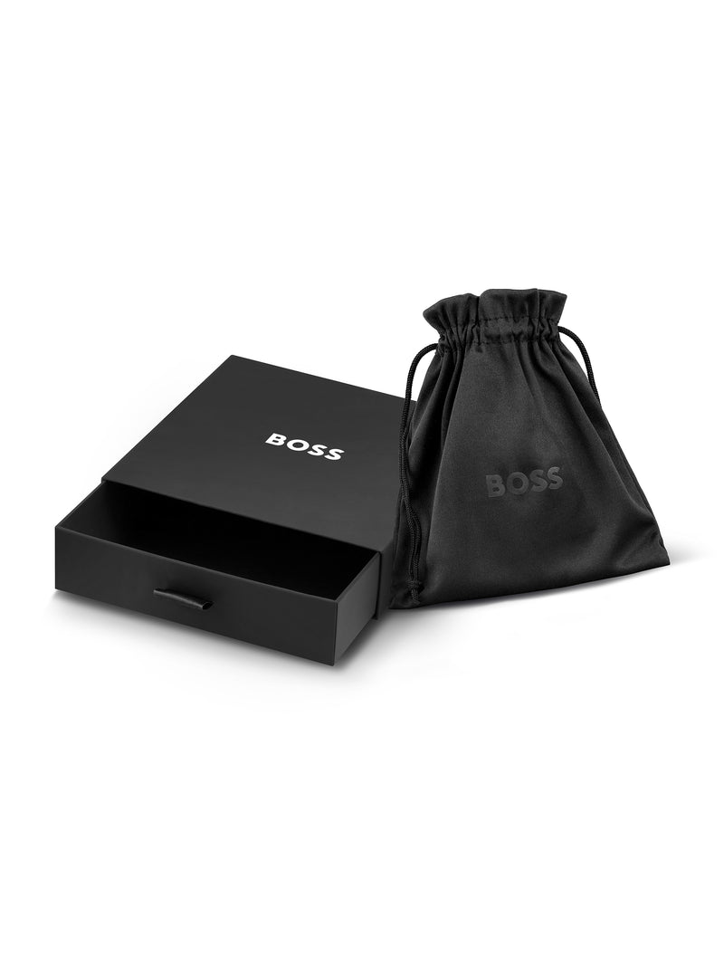 BOSS Mens Odell Square Pendant Black and Stainless Steel