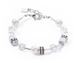 Coeur De Lion GeoCube White, Crystal, Pearl Bracelet Stainless Steel