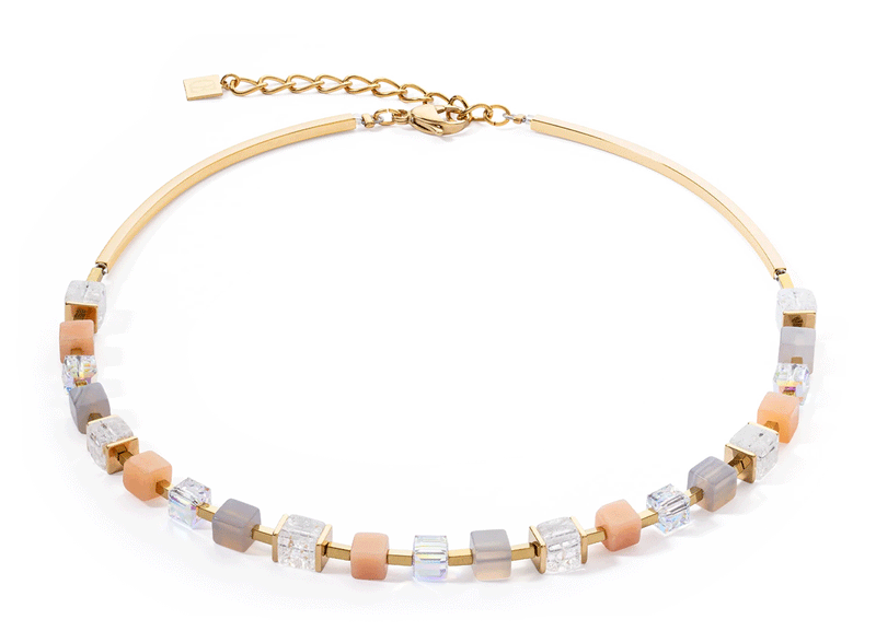 Coeur De Lion Crystal Grey & Nude Necklace Gold Plated