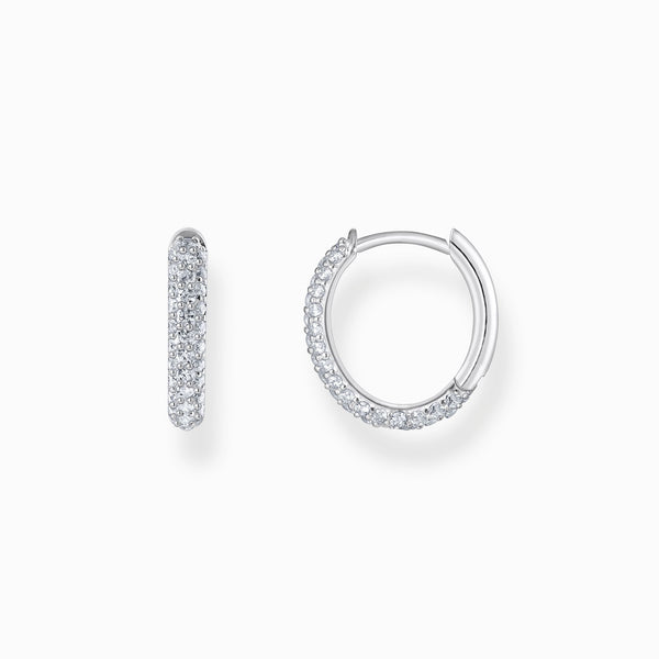 Thomas Sabo Cubic Zirconia Pave` Hoop Earrings Sterling Silver