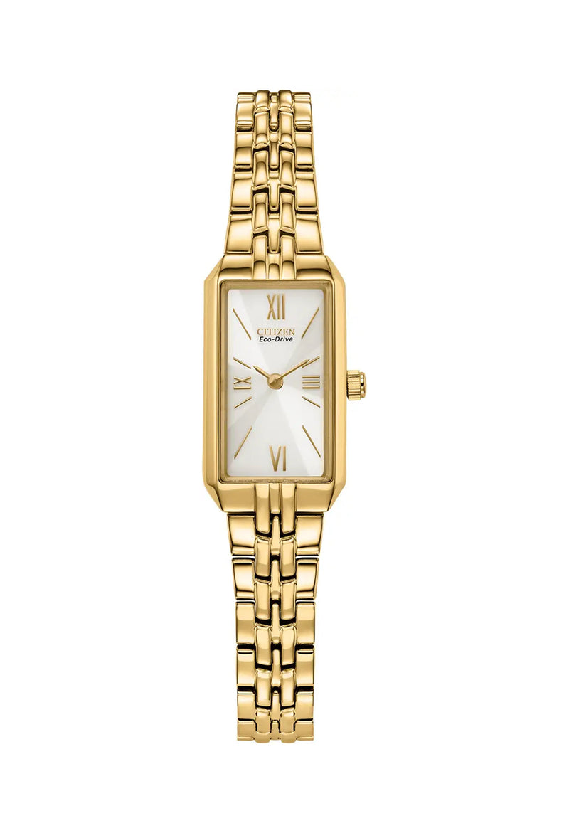 Citizen Ladies Rectangular Silhouette Eco Drive Gold Plated Bracelet W OD s Jewellers