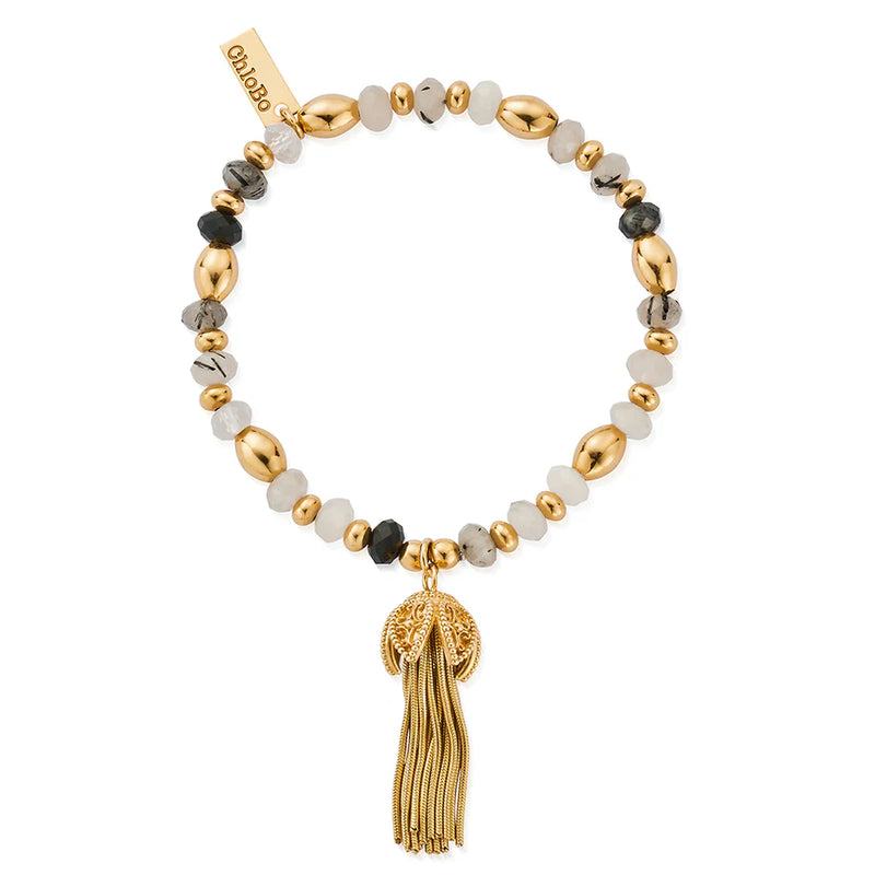 ChloBo Tassel Of Joy Rutilated Quartz Bracelet Silver Gold Plated