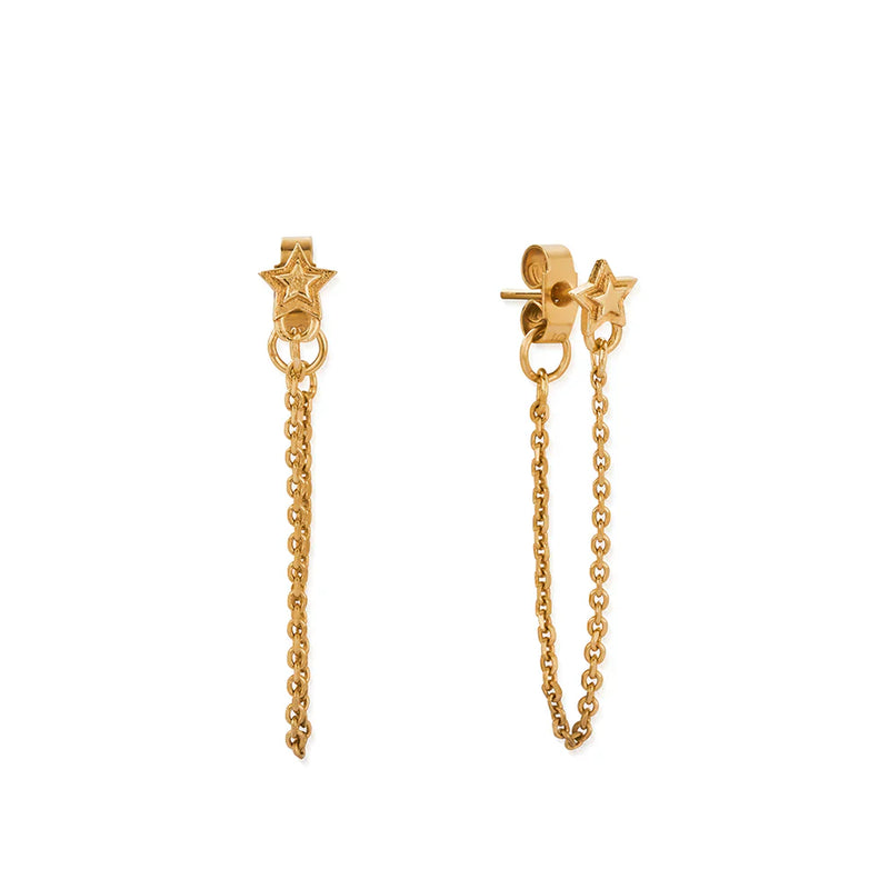 ChloBo Radiant Essence Chain Stud Earrings Silver Gold Plated