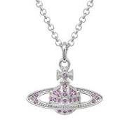 Vivienne Westwood Iris Crystal Mini Bas Relief Pendant Platinum Plated