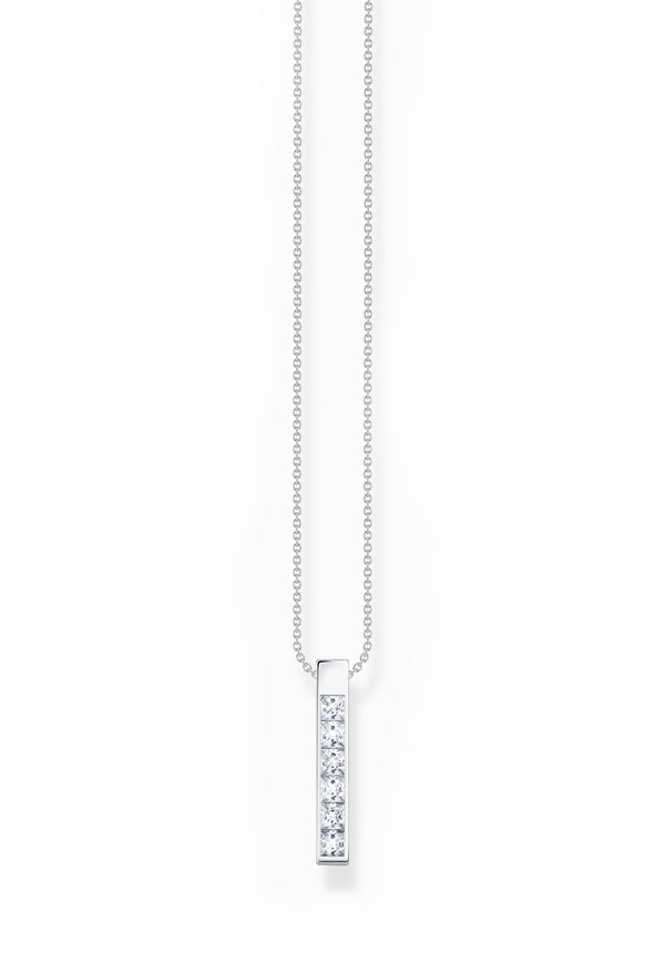 Thomas Sabo Princess Cut Cubic Zirconia Verticle Pendant with Chain in Silver