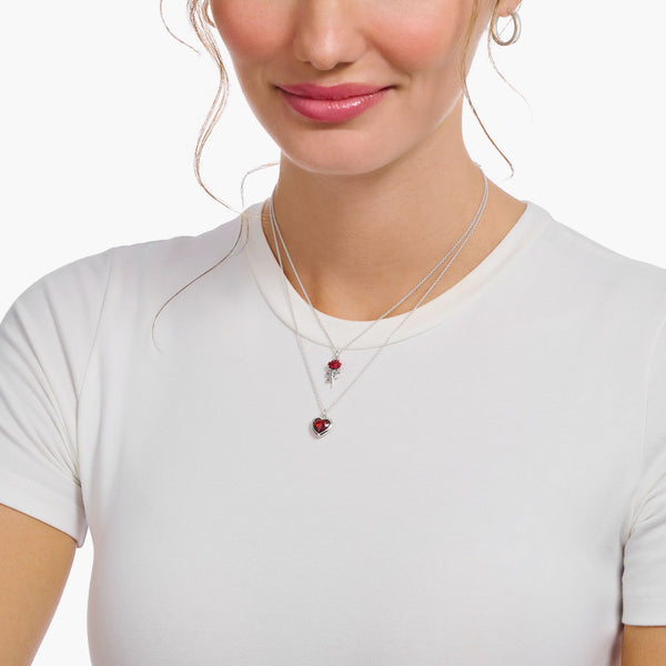 Thomas Sabo Red Rose Romance Pendant and Chain Sterling Silver