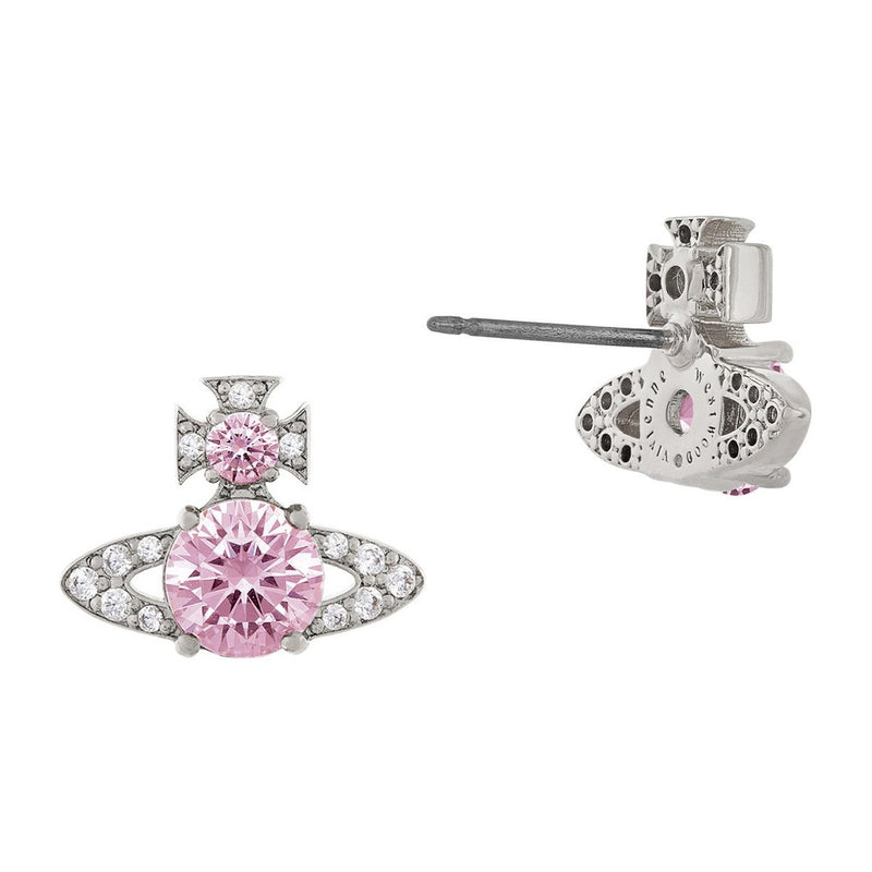 Vivienne Westwood Ismene Pink CZ Earrings Platinum Plated