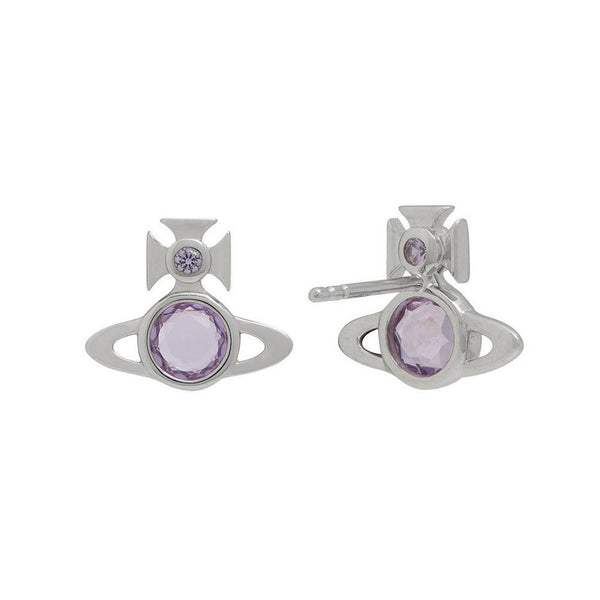 Vivienne Westwood Lavender Cubic Zirconia Heather Stud Earrings 925 Sterling Silver