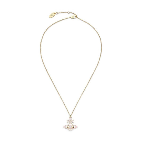 Vivienne Westwood Pale Pink Ribbon Bas Relief Pendant Gold Plated