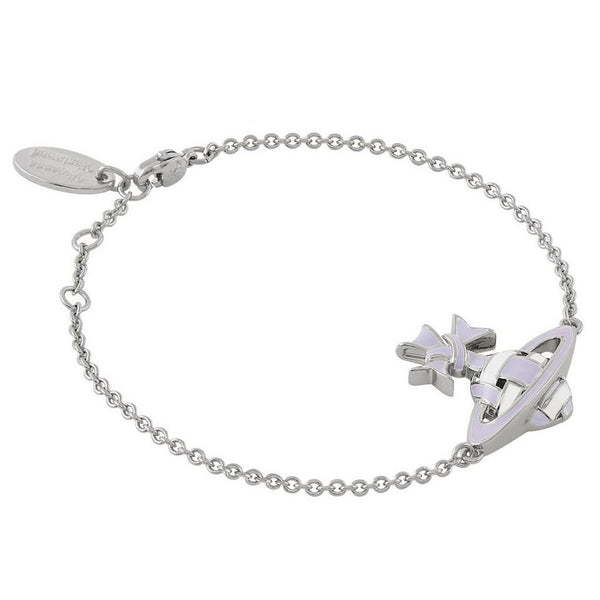 Vivienne Westwood Lilac Blue Ribbon Bas Relief Bracelet Platinum Plated