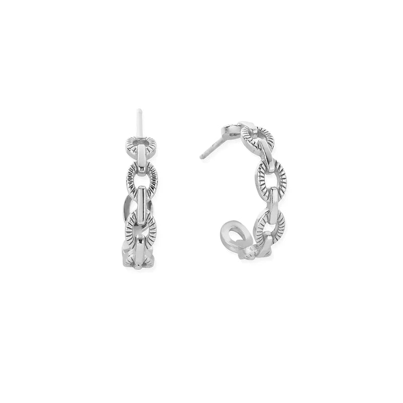 ChloBo Figaro Chain Huggie Earrings Silver