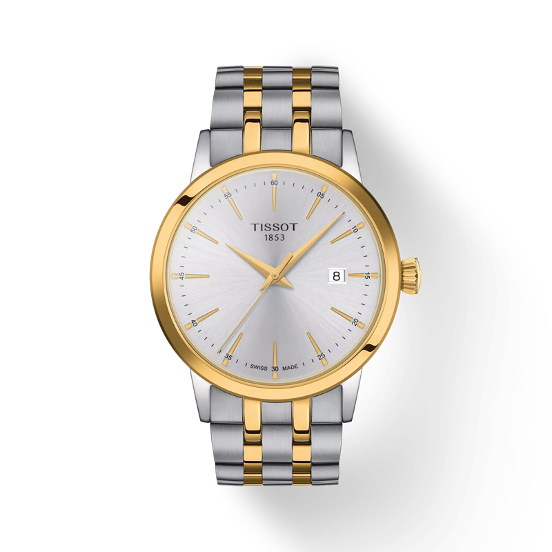 Mens Tissot Classic Dream Silver Baton Dial  Bracelet Watch Stainless Steel/Gold Plated