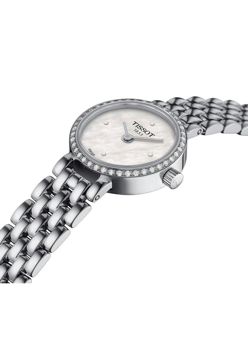 Ladies Tissot Lovely Round MOP Dial Diamond Bezel Bracelet Watch Stainless Steel