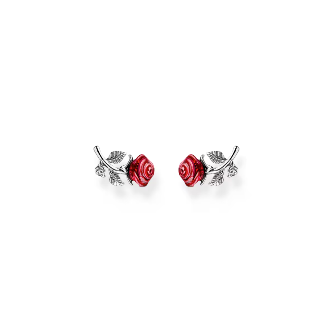 Thomas Sabo Earrings Red Rose Romance Stud Sterling Silver