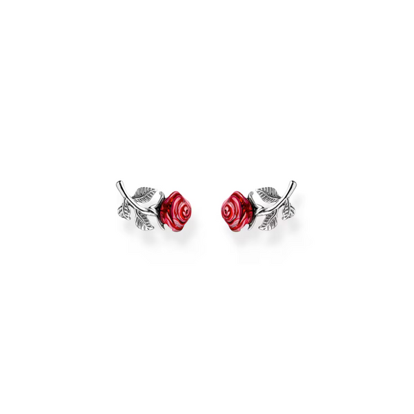 Thomas Sabo Earrings Red Rose Romance Stud Sterling Silver