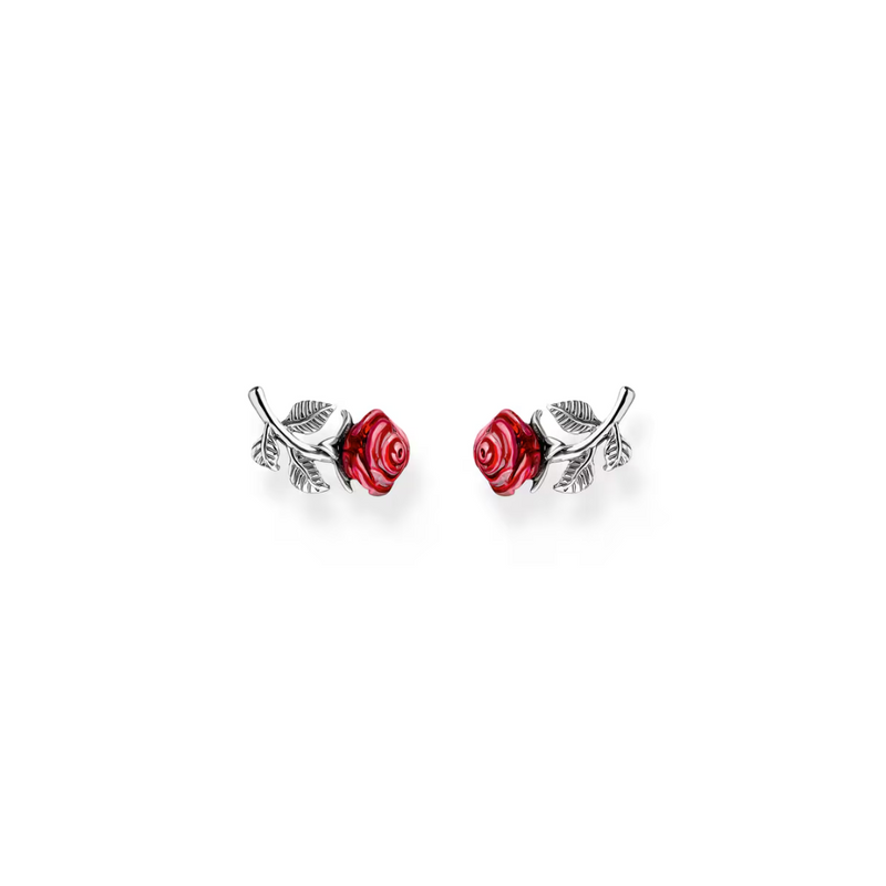 Thomas Sabo Earrings Red Rose Romance Stud Sterling Silver