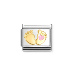 Nomination Composable Classic Symbols Pink Foot in Steel, Enamel and 18k Gold