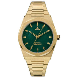 Vivienne Westwood Ladies Limehouse Green Dial Bracelet Watch Gold Plated