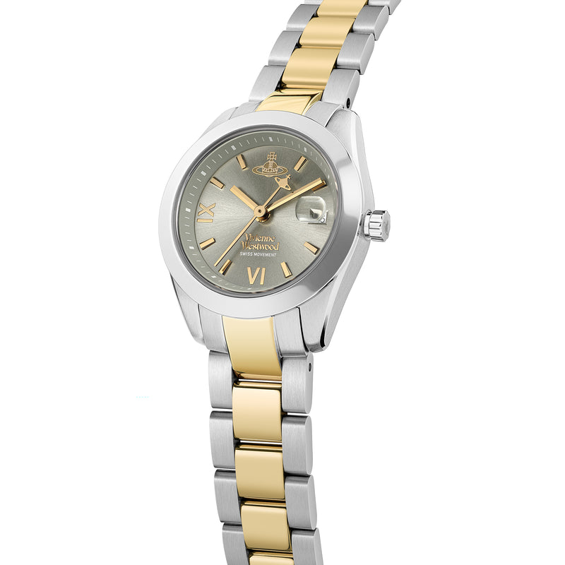 Vivienne Westwood Ladies Fenchurch Grey Dial Bracelet Watch Stainless Steel/ Gold Plated