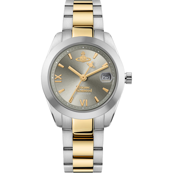 Vivienne Westwood Ladies Fenchurch Grey Dial Bracelet Watch Stainless Steel/ Gold Plated