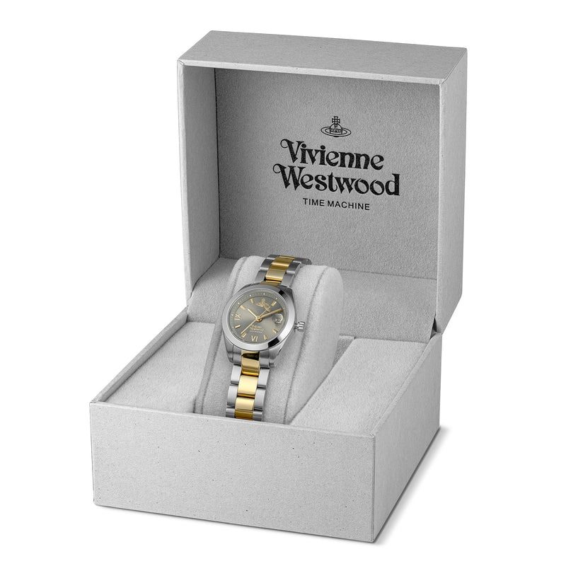 Vivienne Westwood Ladies Fenchurch Grey Dial Bracelet Watch Stainless Steel/ Gold Plated