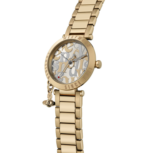 Vivienne Westwood Ladies Orb Logomania Bracelet Watch Gold Plated