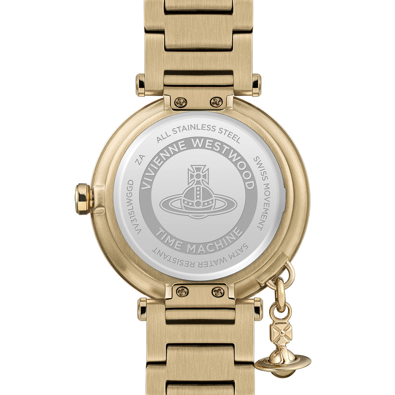 Vivienne Westwood Ladies Orb Logomania Bracelet Watch Gold Plated