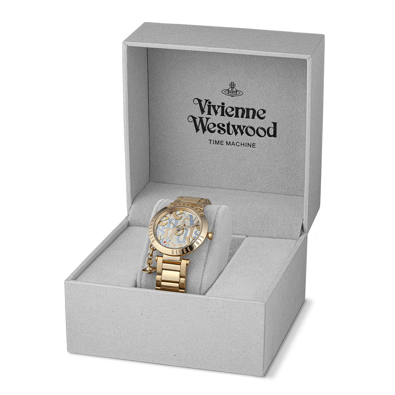 Vivienne Westwood Ladies Orb Logomania Bracelet Watch Gold Plated