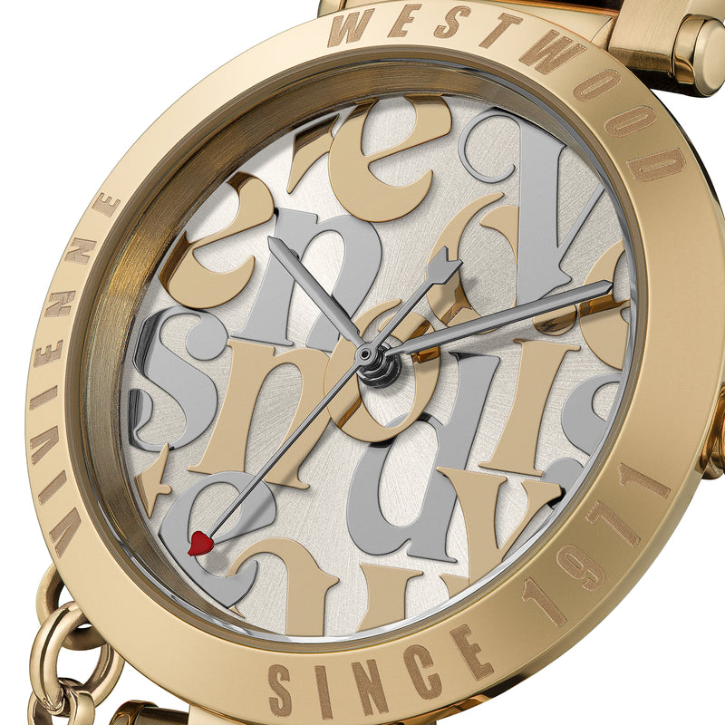 Vivienne Westwood Ladies Orb Logomania Bracelet Watch Gold Plated