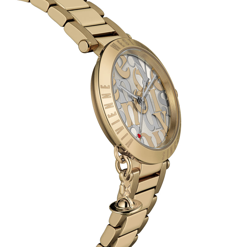 Vivienne Westwood Ladies Orb Logomania Bracelet Watch Gold Plated