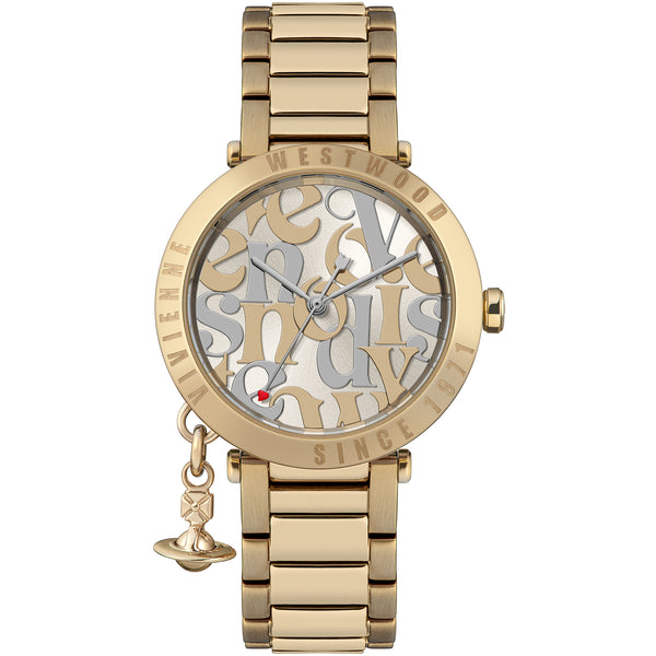 Vivienne Westwood Ladies Orb Logomania Bracelet Watch Gold Plated